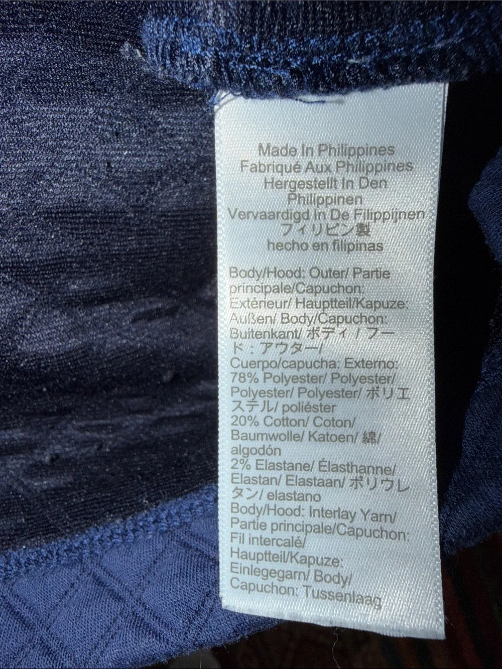 J. Crew Quilted Hooded Pullover in Navy Blue